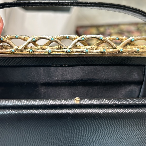 Vintage Original by Caprice 1950’s Structured Black Patent Leather Handbag. EUC - Picture 8 of 10